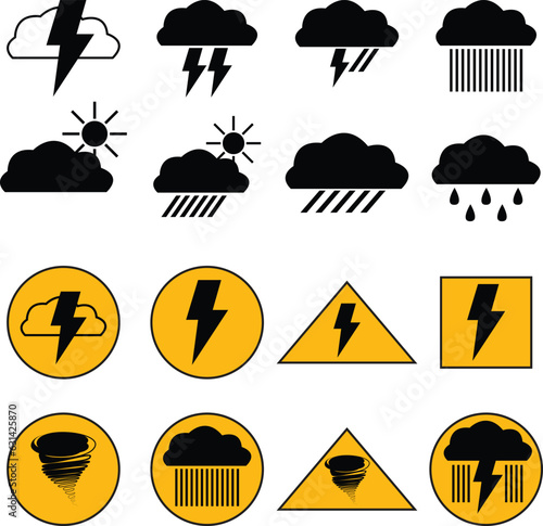 thunder weather icons vector set photo