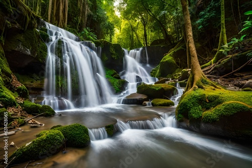 waterfall in the forest generated ai