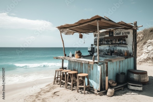 Beach bar ocean vintage. Generate Ai