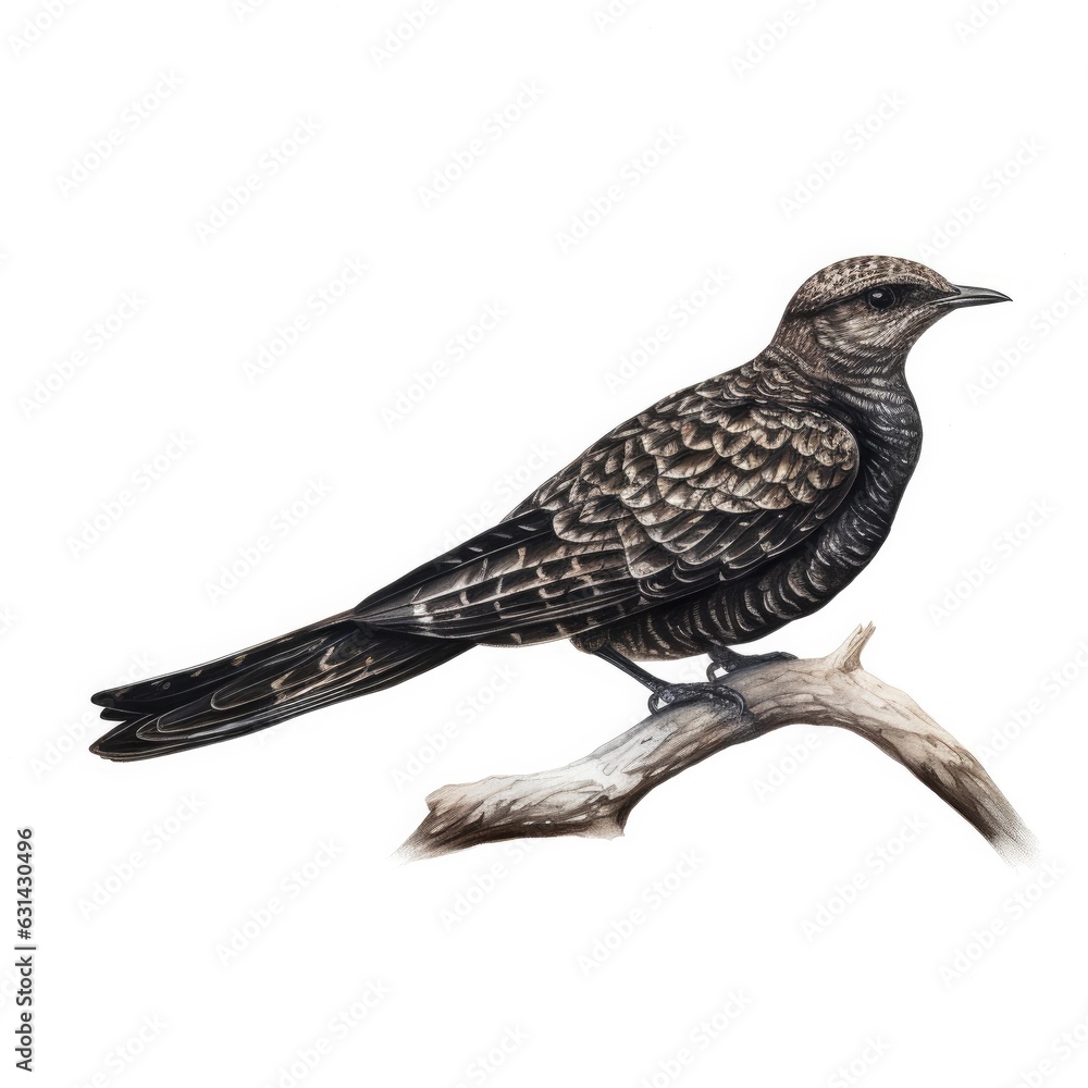 Fototapeta premium Antillean nighthawk bird isolated on white. Generative AI