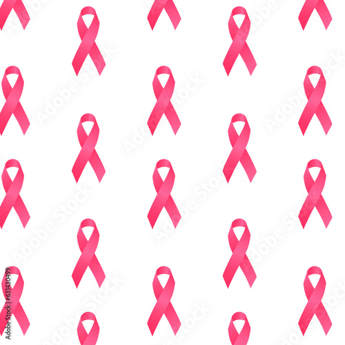Breast cancer seamless pattern, awareness month,  vector illustration