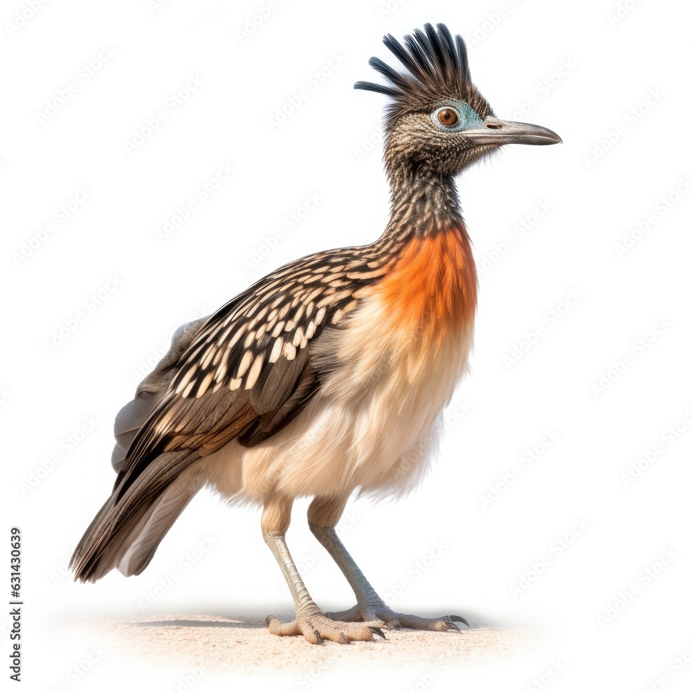 Greater roadrunner bird isolated on white. Generative AI Greater roadrunner bird isolated on white. Generative AI