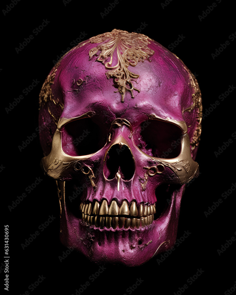 Pink skull with flower and decors wallpaper Pink skull with flower and decors wallpaper