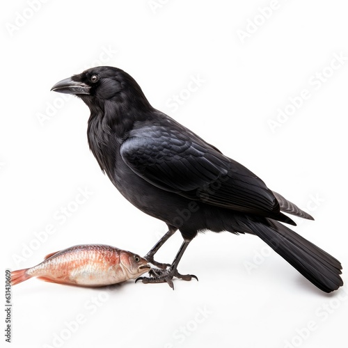 Fish crow bird isolated on white. Generative AI