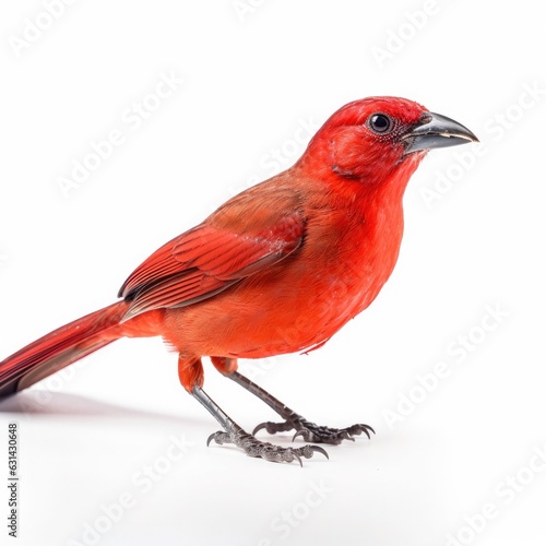Hepatic tanager bird isolated on white. Generative AI