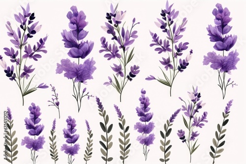 Canvas Print Lavender flowers set