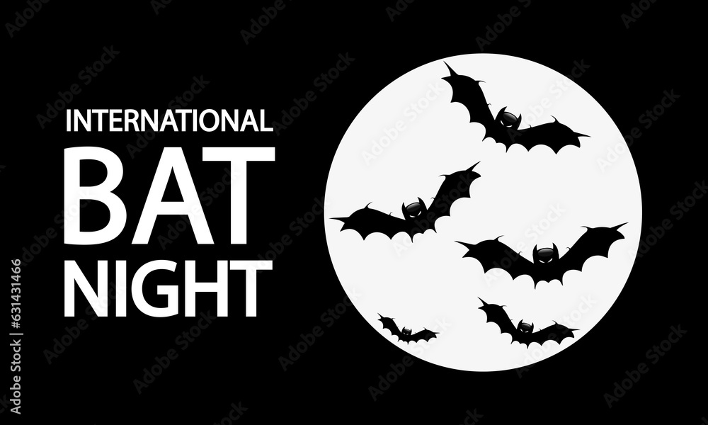 Bat night international bats on the background of the moon, vector art illustration.