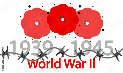 Second world war beginning flowers, vector art illustration. photo