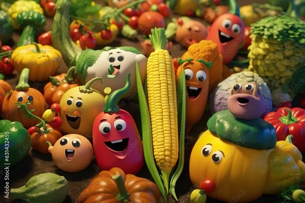Different cartoon vegetables