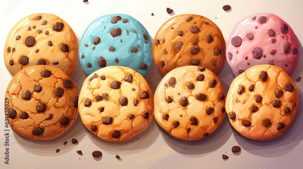 cookies isolated Bright color ultra realistic