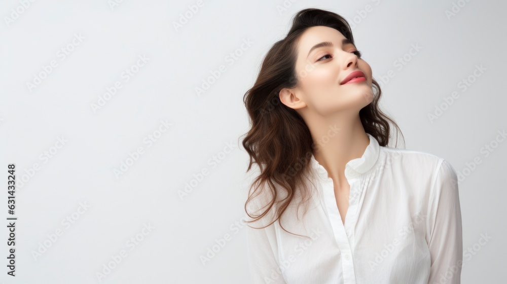 woman, white background, copy space woman, white background, copy space