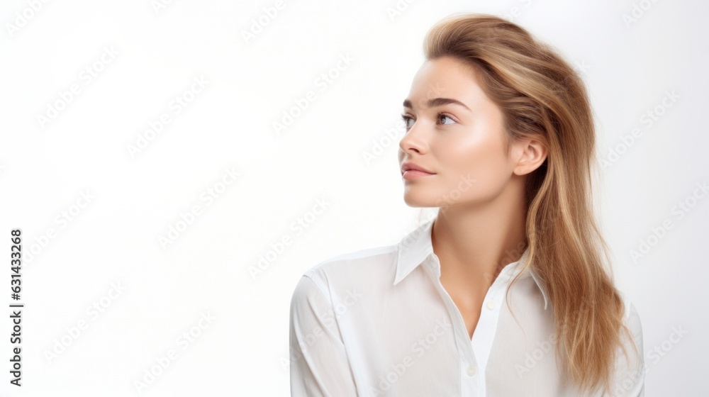 woman, white background, copy space woman, white background, copy space