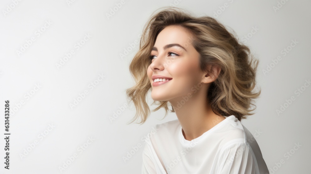 woman, white background, copy space woman, white background, copy space
