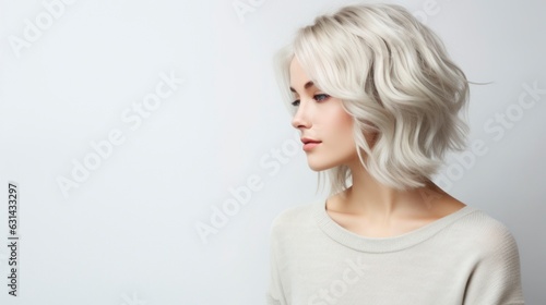 woman, white background, copy space
