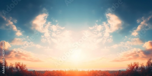 Sun light and morning sunshine sky autumn sunset perspective background  Generative AI