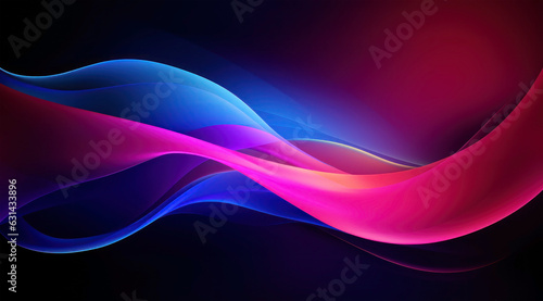 Abstract translucent blue, pink, purple waves background. Generative AI