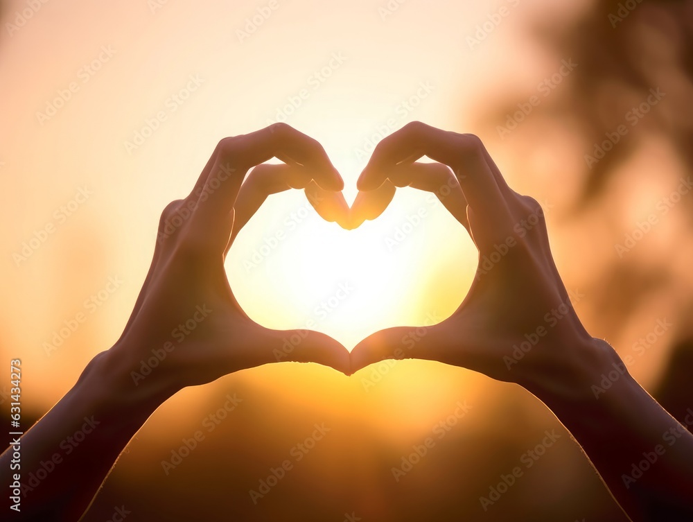 Obraz premium International Day of Friendship concept: hands in shape of heart on blurred background, Generative AI