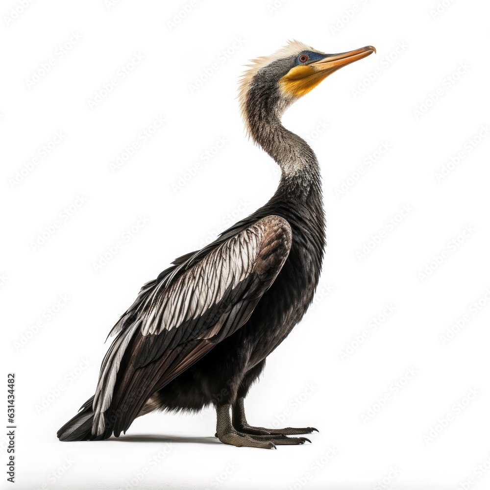 Great cormorant bird isolated on white. Generative AI Great cormorant bird isolated on white. Generative AI