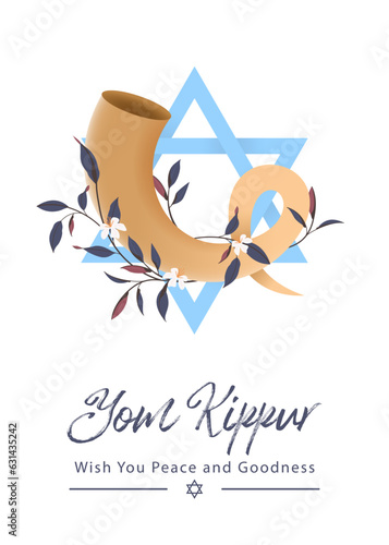 Yom Kippur Template Vector Illustration. Jewish Holiday Decorative Design Suitable for Greeting Card, Poster, Banner, Flyer. Israel Holiday for Judaism religion, day of atonement