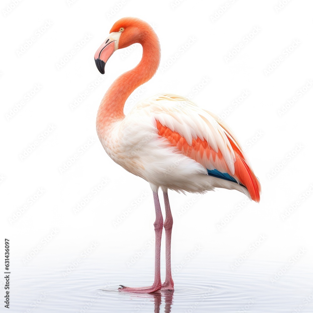 Obraz premium American flamingo bird isolated on white. Generative AI