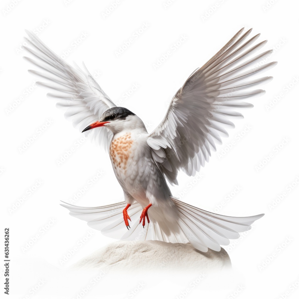 Fototapeta premium Elegant tern bird isolated on white. Generative AI