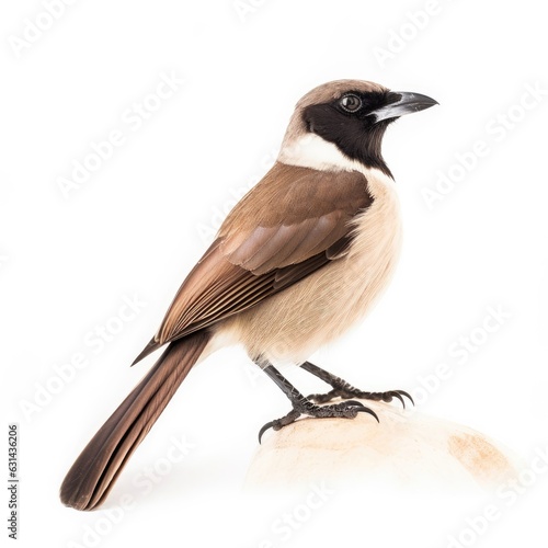 Brown jay bird isolated on white. Generative AI