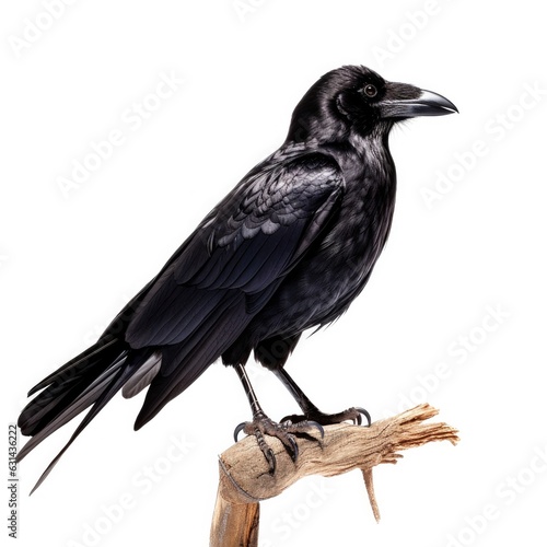 Chihuahuan raven bird isolated on white. Generative AI