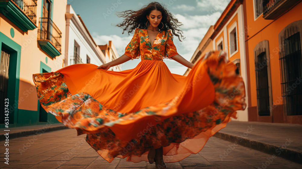 Fototapeta premium latin american, mexican, traditional, folklore, regional colorful, dancer
