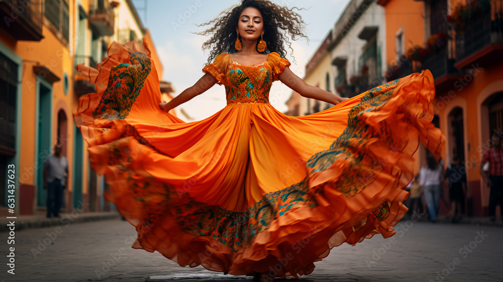 Fototapeta premium latin american, mexican, traditional, folklore, regional colorful, dancer