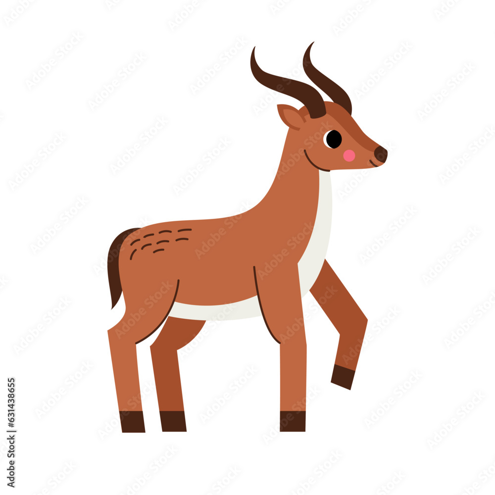 Vector picture of cute antelope isolated on white background. Vector picture of cute antelope isolated on white background.