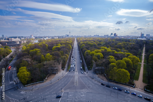 Panoramic view of the Bundesstraße, the federal highway leading to the Brandenburg Gate in Berlin Germany