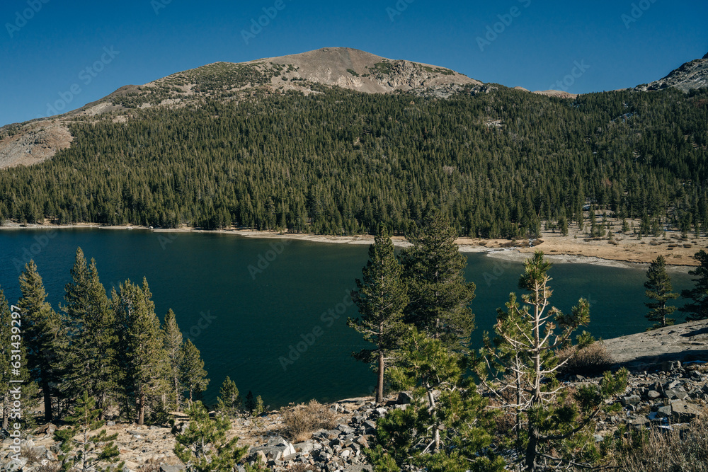 Beautiful Tenaya lake and mountains reflection, Yosemite National park