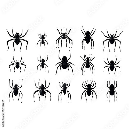 black spiders silhouette set on a transparent background © volga
