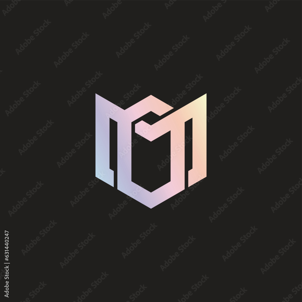 Fototapeta premium letter m gradient simple geometric logo vector