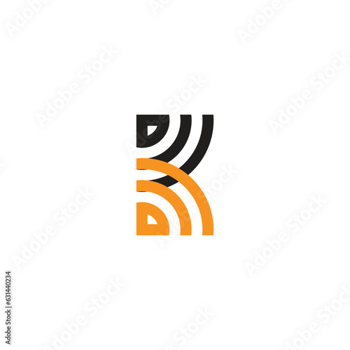 letter k stripes signal colorful logo vector