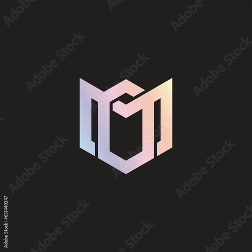 letter m gradient simple geometric logo vector 