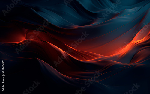 Dark moody 3D render of swirling abstract shapes. Red and black tones. Wallpaper textured.