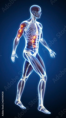 3D human man anatomy with articular pain