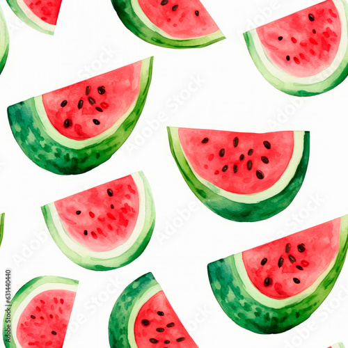 Watermelon illustration seamless pattern tile.