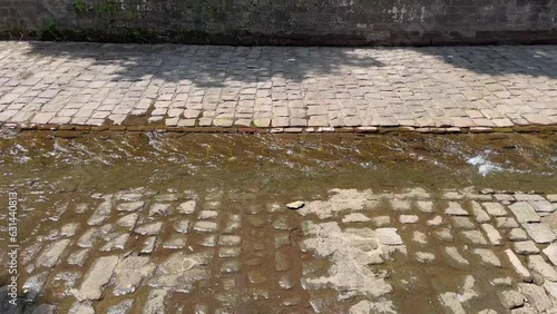 Oos, Oosbach Fluß durch Baden-Baden mit Niederwasser im Juli 2023 photo