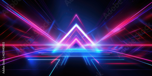 Dynamic Neon Art, Abstract Geometric Elements - Vibrant Neon Glow with Techno Power Lines
