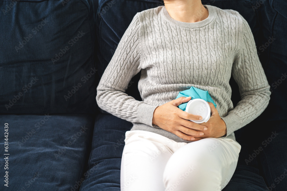 Woman had a stomach ache menstrual pain and gastritis inflammatory
