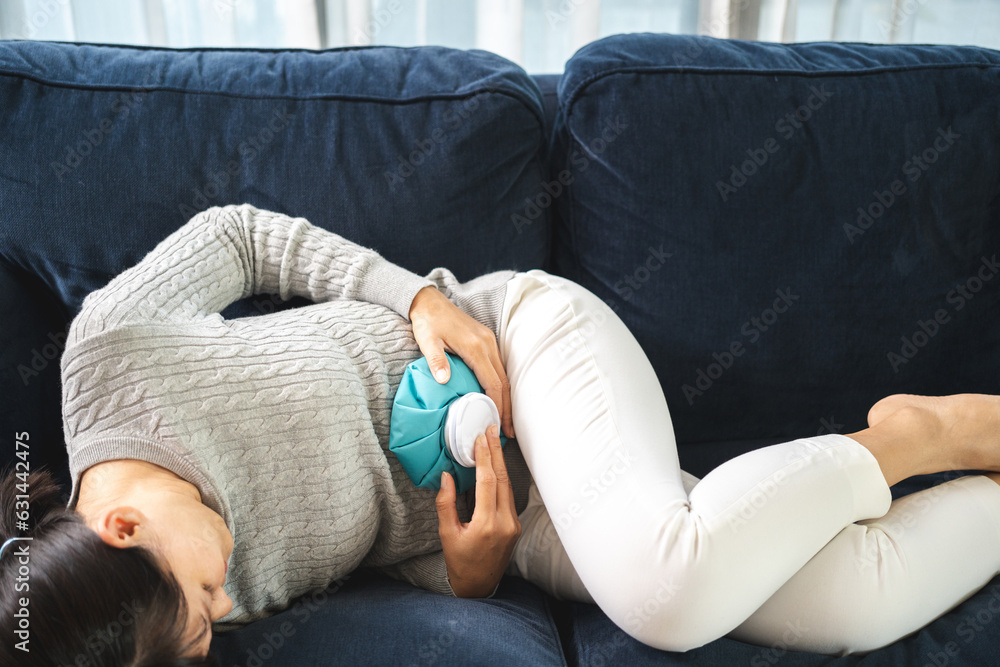 Woman had a stomach ache menstrual pain and gastritis inflammatory