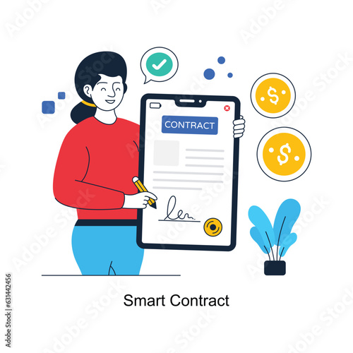 Smart Contract abstract concept vector in a flat style stock illustration
