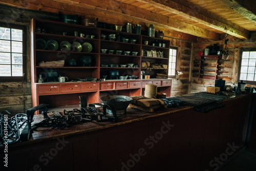 Fototapeta Naklejka Na Ścianę i Meble -  interiors in Fort William Historical Park, aboriginal village, Thunder Bay, Ontario, Canada