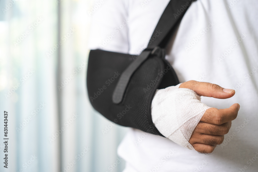 Social security and health insurance concept. Young Man suffer pain