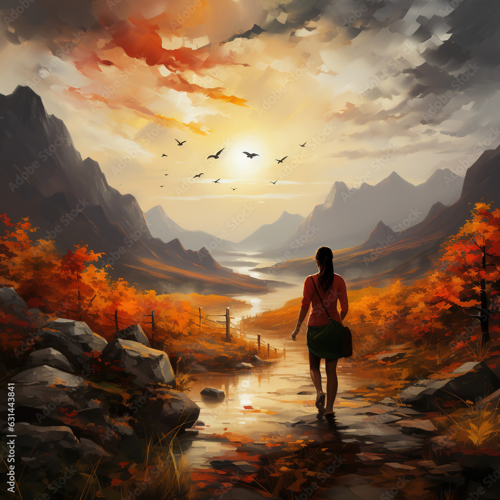 Fototapeta premium beautiful landscape, abstract painting, background
