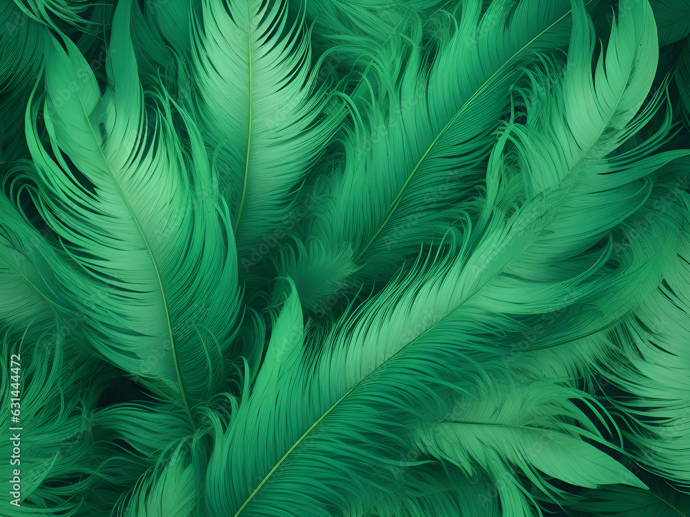 Green feathers background. Generative ai art. Green feathers background. Generative ai art.