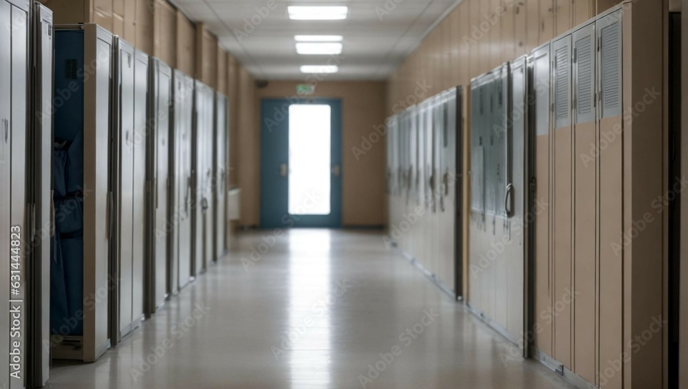 a hallway with many lockers