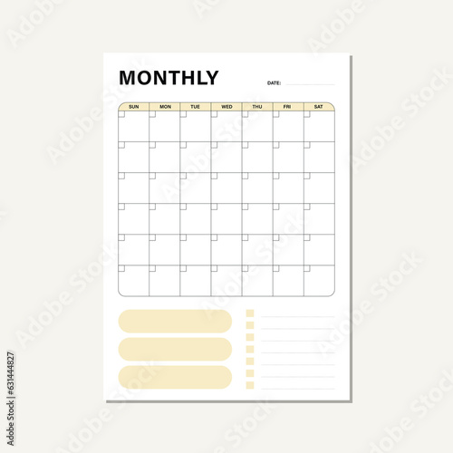 monthly planner vector template in pastel orange design